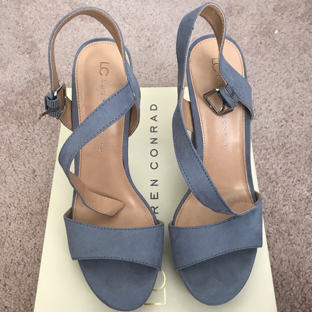Periwinkle suede heels Lauren Conrad